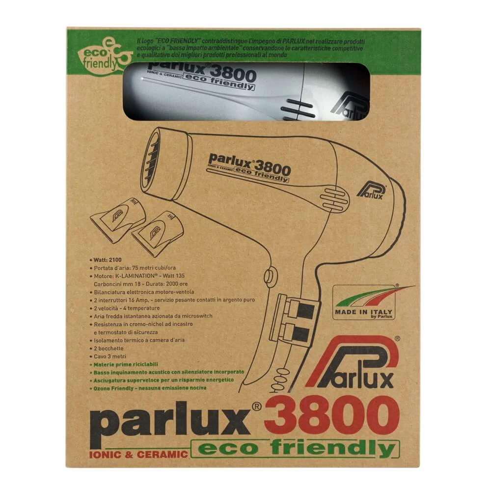 Parlux 3800 Ceramic & Ionic Dryer 2100W Silver 2 Parlux 3800 Ceramic & Ionic Dryer 2100W Silver - Image 2