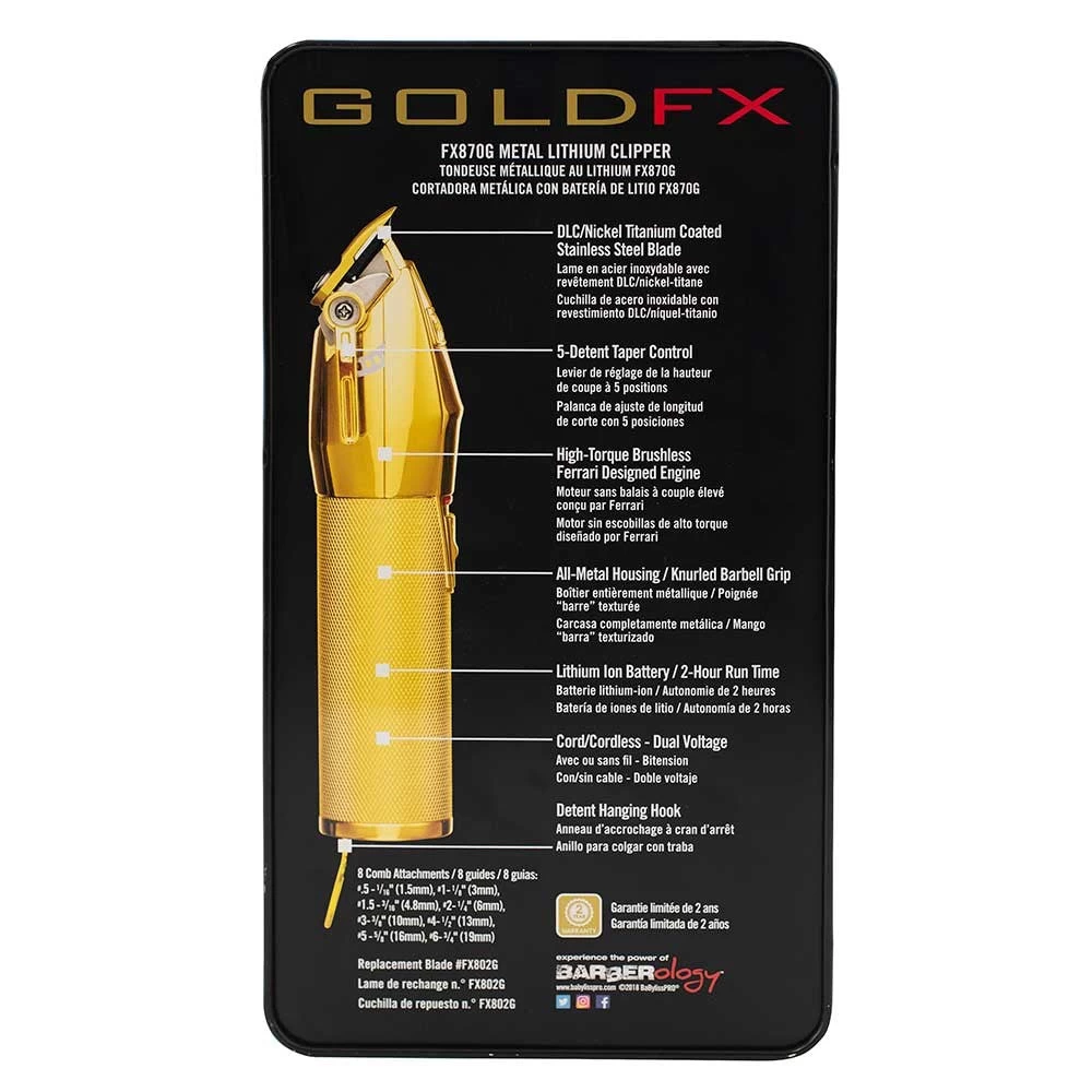 BaBylissPRO GoldFX Lithium Clipper Gold 4 BaBylissPRO GoldFX Lithium Clipper Gold - Image 4