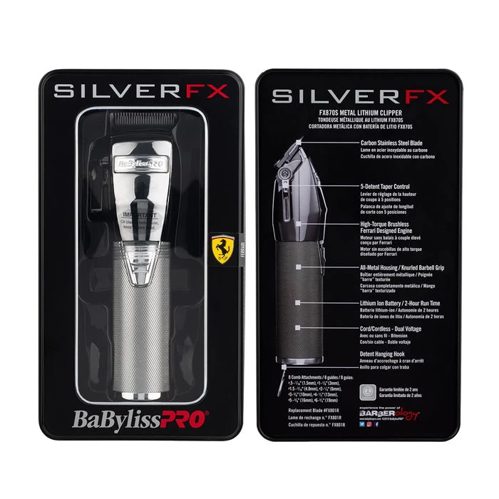 BaBylissPRO SilverFX Lithium Clipper Silver 4 BaBylissPRO SilverFX Lithium Clipper Silver - Image 4
