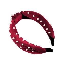 Evalina Upper East Side Velvet Pearl Headband Maroon -Hair Care Shop EVA105609 3