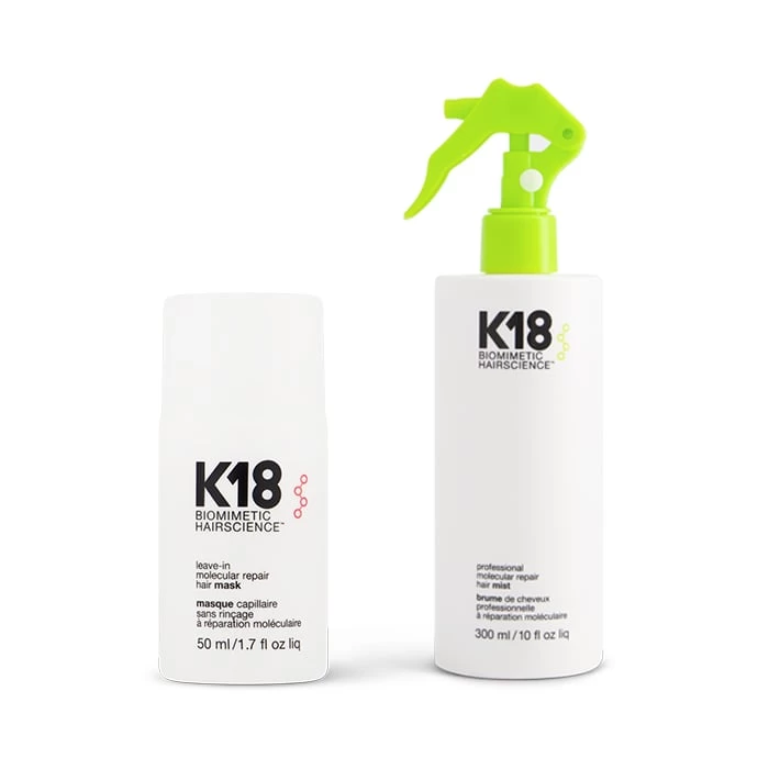 K18 Leave-In Molecular Repair Mist 300ml + Mask 50ml Pack 1 K18 Leave-In Molecular Repair Mist 300ml + Mask 50ml Pack